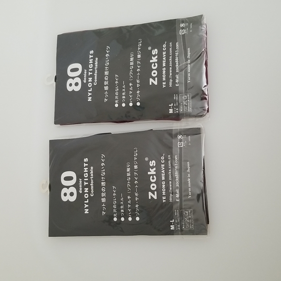 Lot of 2 80 denier Zocks Nylon Tights black/ red - Picture 2 of 5